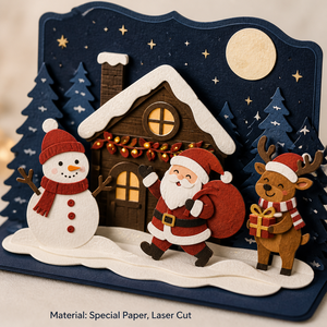 Carte de vœux de Noël pop-up 3D en papier, carte de fêtes avec Père Noël, rennes, bonhomme de neige, enveloppe cadeau - Product Image 4