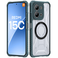 Coque de téléphone transparente en PC+TPU avec protection antichoc, anti-traces de doigts et chargement magnétique sans fil à 360° pour Redmi 15C 5G 15 14C 14 13 12