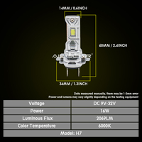 Bombilla LED para Faros Delanteros GTL-T8 H7 de Conexión Directa, DC9-32V 16W 2069LM 6000K, Luz Blanca, Conexión y Uso Inmediatos, Iluminación Automotriz