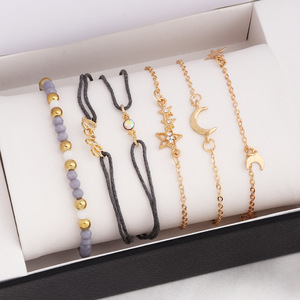 Star Moon Charm <b>Bracelet</b> <b>Set</b> Gold Plated Alloy Women's Bohemia Jewelry Gift <b>Set</b> - Product Image 1
