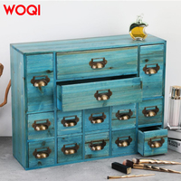 WOQI Mini organisateur de bureau en bois rustique personnalisé avec de nombreux tiroirs Coffre en bois Armoire de rangement Boîte à bibelots avec de nombreux tiroirs