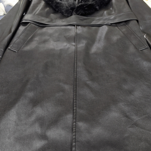 Cintura Vintage rimovibile lungo parka in pelle nera impermeabile antivento <span class=keywords><strong>cappotto</strong></span> da donna <span class=keywords><strong>con</strong></span> <span class=keywords><strong>collo</strong></span> <span class=keywords><strong>di</strong></span> <span class=keywords><strong>pelliccia</strong></span> - Product Image 2