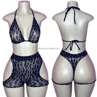 Tarifs inclus Vadulyer Ensemble de vêtements de danse exotique en strass en gros Vêtements de scène Tenues de strip-teaseuse
