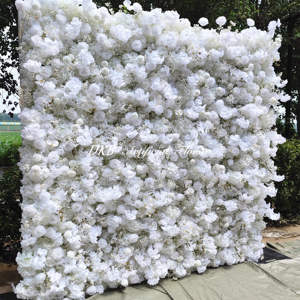 DKB personalizado de alta calidad de seda Rosa Blanca enrollar Pared de flores 3D/5d 8ft * 8ft bebé aliento flor pared telón de fondo - Product Image 4