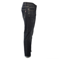 Jean vintage homme coupe droite taille mi-haute slim fit avec broderie et détails boutonnés, denim bleu américain classique délavé à faible élasticité, ODM