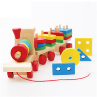 Jouets en bois éducatifs en gros : Ensembles de trains longs Montessori personnalisés pour enfants, blocs de construction en bois