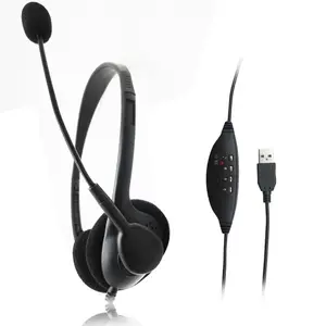 Computer call Monaural USB Headset with Microphone high quality Headphone with Noise Cancelling