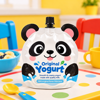 Sachets souples en plastique imprimés motif panda mignon, avec bec verseur, personnalisables avec logo, pour emballage de jus liquide de qualité alimentaire, vente en gros