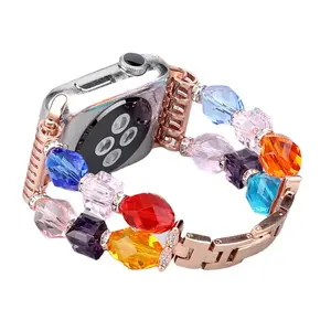 Elegante diamante cristal estiramento cadeia cinta adequado para Apple Watch 8 ultra relógio série 38mm 42mm 22 mm pulseira de relógio