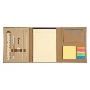 Promotionele Giveaways Geschenken Gepersonaliseerde Logo Eco-Vriendelijke Gerecyclede Briefpapier Set Notebook Met Pen Plakbriefjes Voor Kantoor