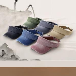 Casquette de <span class=keywords><strong>soleil</strong></span> ajustable en denim coton délavé style <span class=keywords><strong>vintage</strong></span>, chapeaux de plage tendance avec logo personnalisé, vente en gros, visières d'extérieur, Gorras - Product Image 1