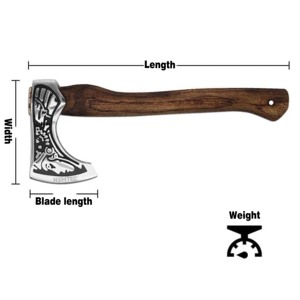 24NYD011 indiano Tomahawk campeggio vichking forgiato intaglio ascia 14.8 con guaina, ascia di sopravvivenza per tagliare la sopravvivenza in campeggio - Product Image 2