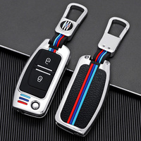 Alliage de zinc + étui à clé de voiture en silicone coque de clé en métal Fob couvercle pliant Compatible avec Ford JMC