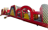 Château gonflable rouge certifié CE, parcours d'obstacles, équipement gonflable d'extérieur pour enfants et adultes