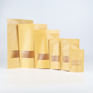 Tùy chỉnh in doypack Ziplock Kraft Túi Giấy Thủ Công đứng lên túi với cửa sổ rõ ràng - Product Image 1