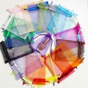Sacs en organza 13x18cm avec cordon de serrage, pochette à bijoux, petits sacs en maille multicolores pour cadeaux de mariage, fournitures d'emballage - Product Image 1