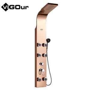 Panneau <span class=keywords><strong>de</strong></span> <span class=keywords><strong>douche</strong></span> mural moderne en acier inoxydable avec pommeau <span class=keywords><strong>de</strong></span> <span class=keywords><strong>douche</strong></span> en céramique réglable à poignée unique, modes <span class=keywords><strong>de</strong></span> pulvérisation pluie et massage, rangement intégré - Product Image 6