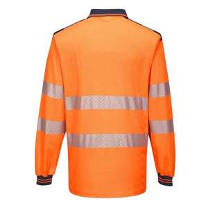 PORTWEST-Polo à manches longues orange/bleu marine T184ONRL PW3 haute visibilité-EAN 5036108303496 HI-VIS WORKWEAR - Product Image 2