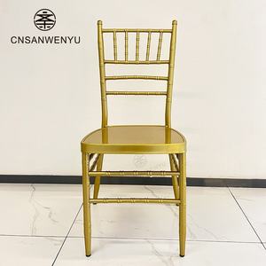 Großhandel Luxus Weißgold Stahl Eisen Metall Bankett Stapelbar Moderner Event Hochzeitsstuhl Tiffany Chiavari Stühle für Veranstaltungen - Product Image 4