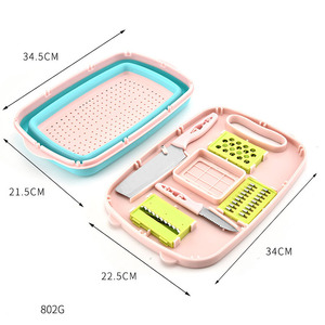 Couteau de cuisine Portable sans BPA, épluche-couteaux multifonctions, râpes, ensemble de <span class=keywords><strong>planche</strong></span> à découper <span class=keywords><strong>avec</strong></span> <span class=keywords><strong>passoire</strong></span> pliable, offre spéciale - Product Image 3