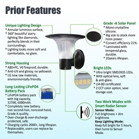 Lampe solaire LED pour allée, étanche IP65, avec capteur radar et télécommande, pour éclairage extérieur de jardin et de paysage