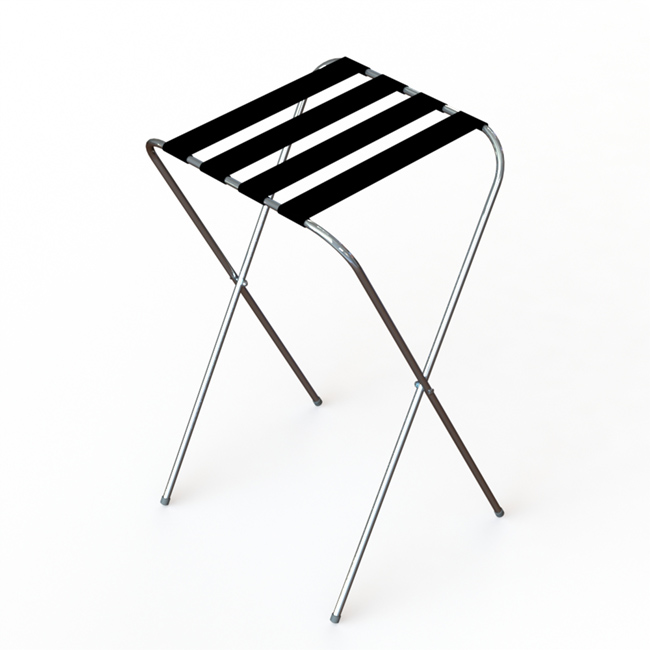 Хромированная Простая Стойка-поднос для отеля со складной 4 черной нейлоновой тесьмой