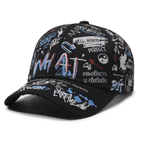 Casquette de baseball vintage à imprimé graffiti et lettres, ajustable, 6 panneaux, style streetwear, casquette papa, vente en gros, logo personnalisé, fournisseur OEM