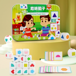 Juego de dados con forma para niños, juguetes Montessori, tarjetas geométricas a juego, pensamiento cerebral, juguetes de aprendizaje interactivos para padres e hijos - Product Image 2
