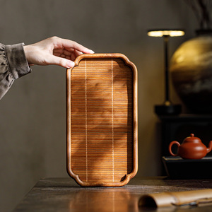 Walnut Wood Bamboo Mat <b>Tea</b> <b>Tray</b> Small Household Dry Brewing Solid Wood Draining <b>Tray</b> New Chinese Style - Product Image 3