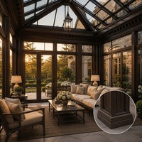 Véranda moderne en alliage d'aluminium résistant aux intempéries, avec toit en verre brun café, supportant des charges de neige importantes, pour extension de jardin, villa, hôtel