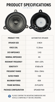 Haut-parleur de voiture 5 pouces à ajustement parfait, 4 ohms, 15W RMS, 45W Max, sensibilité 87dB, audio large bande pour mise à niveau de l'autoradio, paire