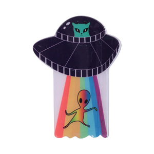 Pinzas para el pelo retro de dibujos animados con diseño de OVNI, estampado de alienígena, de acrílico, tipo tiburón, grandes, con temática espacial, para mujer - Product Image 4