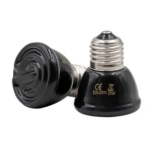 25W 50W 75W 100W Pet Heating Lamp Black Infrared Ceramic Emitter Heat Light Bulb Pet Brooder Reptile Lamp 220-230V