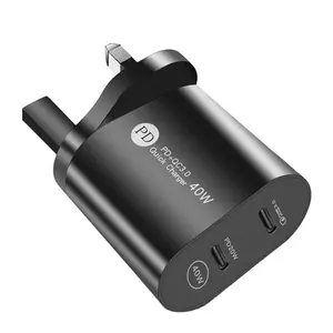 Adattatore per caricabatterie rapido da 40W PD20W + caricabatterie multifunzione da 20W caricabatterie rapido a doppia porta Type-C PD 3.0 per iPhone, Samsung, Huawei