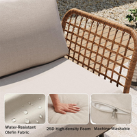 Ensemble de canapé d'angle modulaire en rotin pour l'extérieur, mobilier de patio avec table basse à grain de bois pour grand espace extérieur