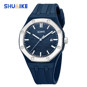 SHUAIKE Analog Watch With 3atm Stainless Steel Clasp 2023Vogue Business Men Integrated Silicone Case Strap Unisex Watches