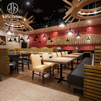 Ensemble de mobilier de restaurant en bois Ron Group : canapé, table et banquette pour café, fast-food et commerce