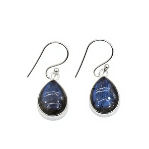 Pendientes Étnicos de Labradorita en Forma de Lágrima para Mujer, Plata de Ley 925 de Alta Calidad, Gema Azul Fuego, Joyería Colgante - Product Image 2