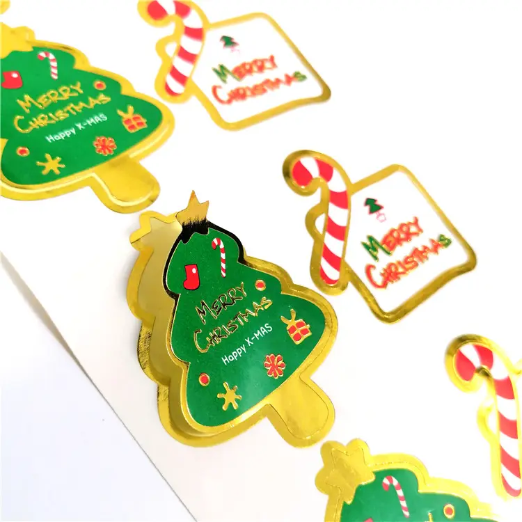 2022 Custom Printing Adhesive Label Merry Christmas Decorative Sticker Sheet Kiss Cut Santa Claus Sticker