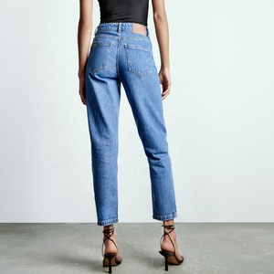 <span class=keywords><strong>Jean</strong></span> <span class=keywords><strong>mom</strong></span> en denim de bonne qualité pour femme, <span class=keywords><strong>taille</strong></span> <span class=keywords><strong>haute</strong></span>, couleur unie, cheville fuselée, nouveau modèle de <span class=keywords><strong>jean</strong></span> - Product Image 4