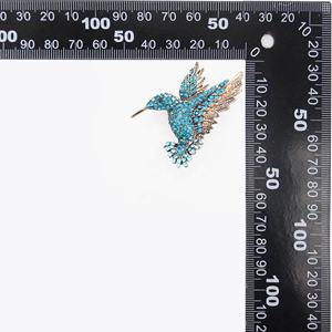 Broches de colibrí con diamantes de imitación, joyería de moda, varios colores, oro antiguo - Product Image 6