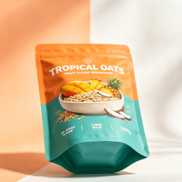 Sachet d'emballage alimentaire refermable personnalisé avec fermeture éclair et trou de suspension pour fruits, flocons d'avoine et céréales