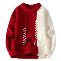 Pull tricoté décontracté à col rond, épais, anti-boulochage, en polyester, avec logo frontal, tendance et personnalisé pour l'hiver