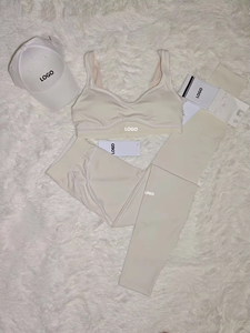 Legging Yoga Pilates Seamless Ribbed Berkualitas Tinggi 2 Potong Set Yoga untuk Wanita - Product Image 6