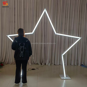 ขาตั้งซุ้มอุโมงค์โลหะสีขาวสำหรับตกแต่งฉากหลังปาร์ตี้รูปดาวดีไซน์ใหม่เรียบเนียน - Product Image 4