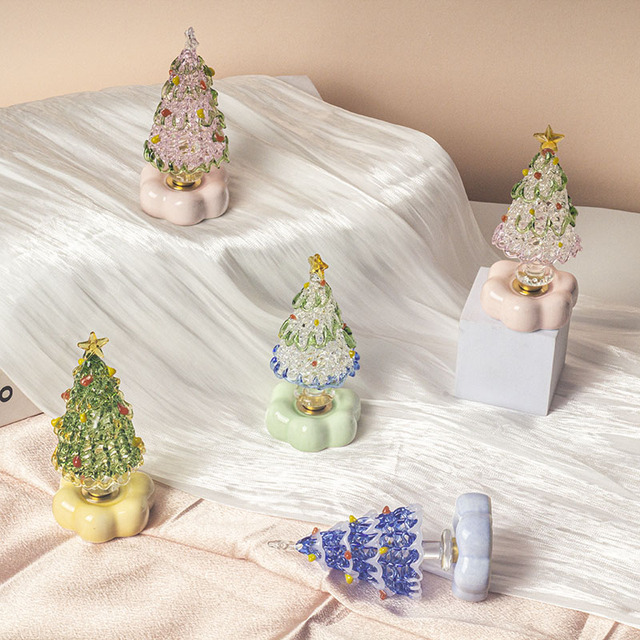 Colorful Rotating Glass Christmas Tree Ornament