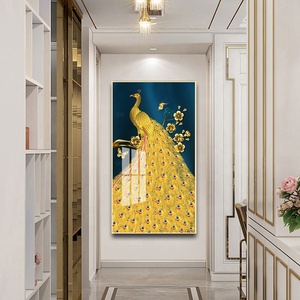 Fournisseur d'usine, œuvre d'art personnalisée en pop art, plumes <span class=keywords><strong>de</strong></span> <span class=keywords><strong>paon</strong></span>, décoration intérieure, oiseaux paons, animaux, art mural en verre cristal, <span class=keywords><strong>peinture</strong></span> <span class=keywords><strong>de</strong></span> paysage - Product Image 4