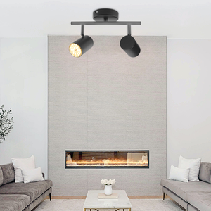 Spot LED de plafond moderne en fer noir mat <span class=keywords><strong>GU10</strong></span> à 2 barres, orientable, certifié RoHS CE, CRI 80, pour bureau et cuisine - Product Image 3