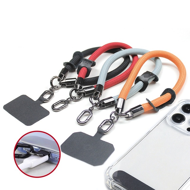 Universal Phone Lanyard with Metal Patch Custom Colorful Round Rope Nylon Polyester Lanyard Mobile Phone Strap Tether Patch