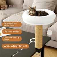 Lit pour chat en bois moderne et compact, combinant griffoir et condo tout-en-un, idéal pour bureau, montage facile